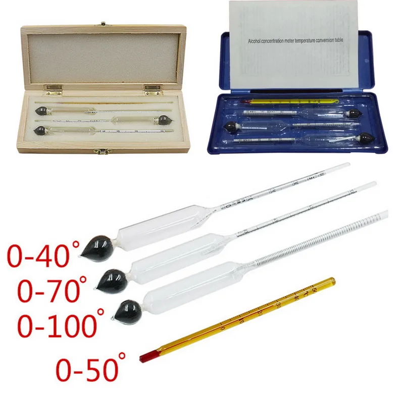 4Pcs Hydrometer Alcohol Meter 0-100% Alcohol Meter Tester Thermometer Wine Meter Concentration Meter Tools With Storage Case
4Pcs Hydrometer Alcohol Meter 0-100% Alcohol Meter Tester Thermometer Wine Meter Concentration Meter Tools With Storage Case