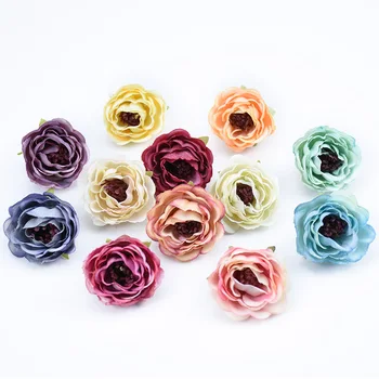 

100pcs 4CM Silk peonies heads christmas wedding home decor diy gifts candy box artificial flowers for decoration Headwear brooch