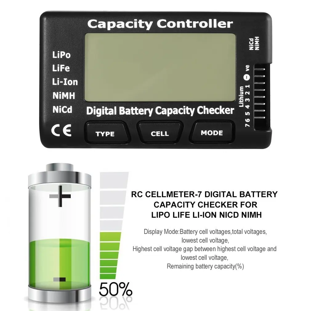 Universal RC CellMeter-7 Digital Cell Battery Capacity Checker For LiPo LiFe Li-ion Nicd NiMH Battery Voltage Tester Checking
Universal RC CellMeter-7 Digital Cell Battery Capacity Checker For LiPo LiFe Li-ion Nicd NiMH Battery Voltage Tester Checking