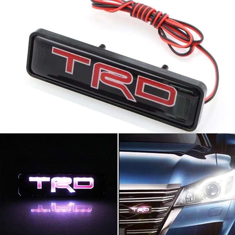 

1pcs ABS Chrome Front Hood Grille Emblem Badge LED Decorative lights For Toyotas TRD Corolla Yaris Rav4 Avensis Auris Camry C-hr