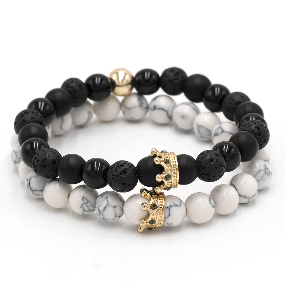 CZ Crown Charms Stone Beads Men Couple Bracelets Jewelry For Women 2Pcs/Set Bracelet Sets Masculina Bileklik Pulseira Feminina
CZ Crown Charms Stone Beads Men Couple Bracelets Jewelry For Women 2Pcs/Set Bracelet Sets Masculina Bileklik Pulseira Feminina