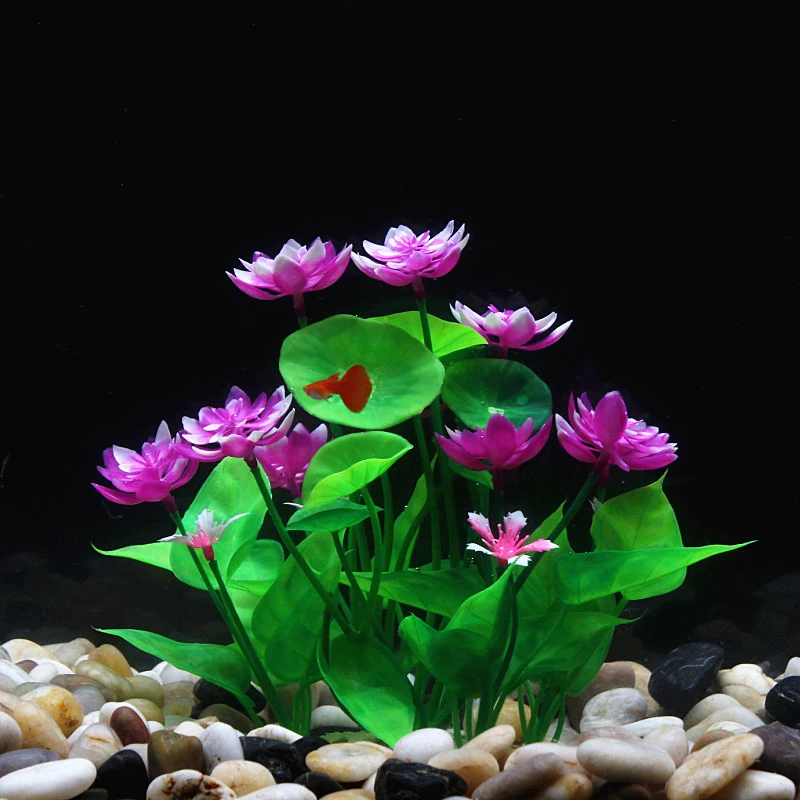 Artificial Lotus Flower Aquarium Landscape Ornament Fish Tank Simulation Water Grass | Дом и сад