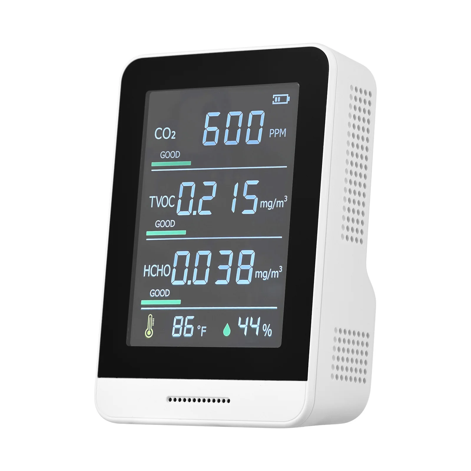 Air Quality Monitor CO2 Detector 5 in 1 IR Accurate Tester For TVOC HCHO Relative Humidity With Alarm Comfort Level Lanyard | Инструменты