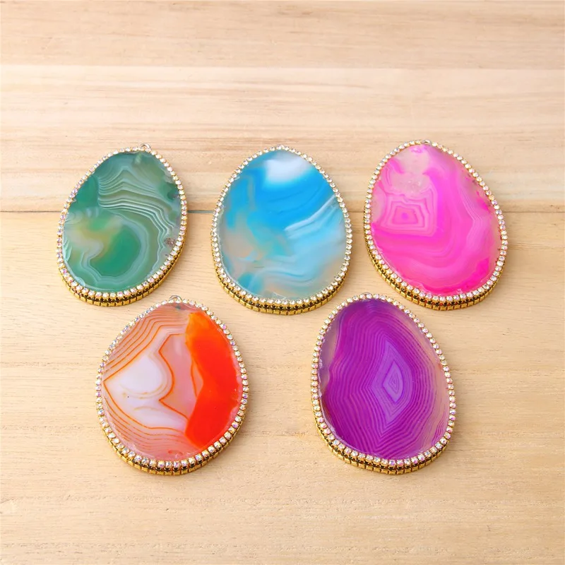 5 Pieces Natural Agates Slice Multi Color Gemstone Agates Geode Slice Pendant 40*50 mm Mineral Focal Agates Charm For Necklace
5 Pieces Natural Agates Slice Multi Color Gemstone Agates Geode Slice Pendant 40*50 mm Mineral Focal Agates Charm For Necklace