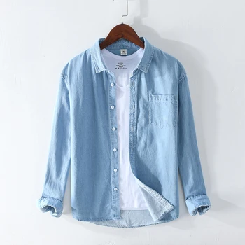 2020 Denim Shirts Men New Fashion Brand Long Sleeve Casual Men Blue Shirts Y2388 
2020 Denim Shirts Men New Fashion Brand Long Sleeve Casual Men Blue Shirts Y2388