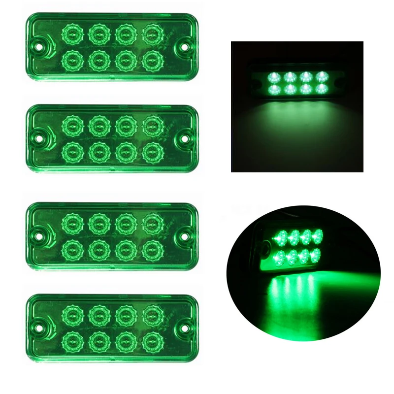 

4x 8LED Green Car Signal Lamp Truck Trailer Caravan Side Marker Recovery Position Light Lamp 12V