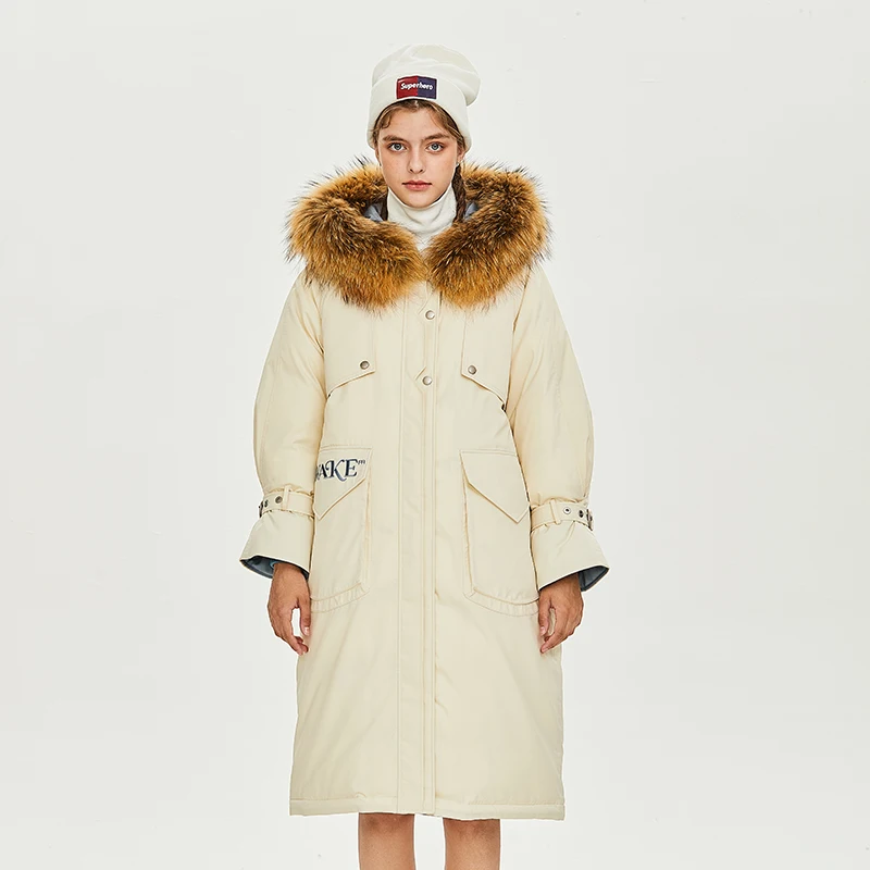 Women White Duck Down Jacket Long Quilted Coat Plus Size Warm Thick Parkas Quality Fur Collar Hooded For Ladies Oversize Clothes 
Women White Duck Down Jacket Long Quilted Coat Plus Size Warm Thick Parkas Quality Fur Collar Hooded For Ladies Oversize Clothes