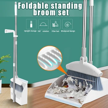 Broom Dustpan Set Long Handle Upright Standing 180 Degree Rotating for Home Room HUG-Deals
Broom Dustpan Set Long Handle Upright Standing 180 Degree Rotating for Home Room HUG-Deals