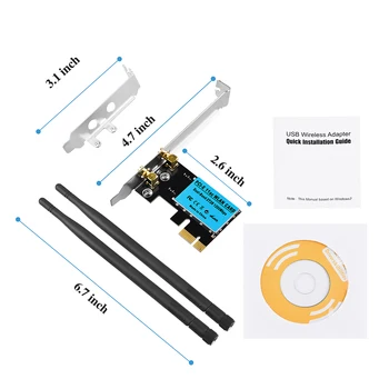 PCI-e High Speed Stable Wireless Dual Band 1200Mbps 802.11ac Network Card 2.4G/5.8G Desktop Practical Internal With Antennas
PCI-e High Speed Stable Wireless Dual Band 1200Mbps 802.11ac Network Card 2.4G/5.8G Desktop Practical Internal With Antennas