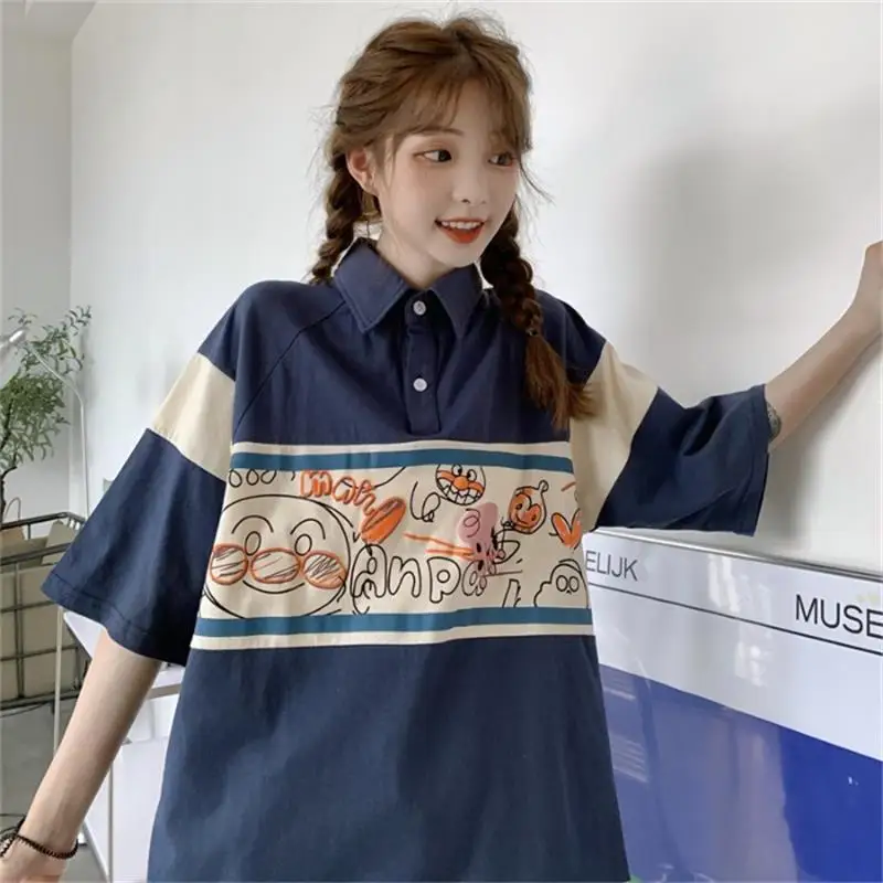 

Милая свободная футболка с мультяшным принтом, женские футболки, топы, японские кавайные дамы ольччан, Женская Корейская одежда в стиле Харадзюку для женщин