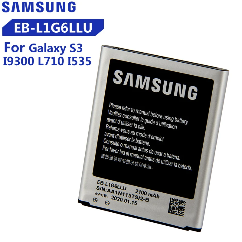Оригинальный запасной аккумулятор Samsung для Galaxy S3 I9300 I9308 L710 I535 I9300i настоящий EB L1G6LLU