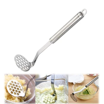 Stainless Steel Pusher Potato Masher With Broad Mashing Plate For Smooth Mashed Press Crusher Potatoes Fruit Vegetable Tool
Stainless Steel Pusher Potato Masher With Broad Mashing Plate For Smooth Mashed Press Crusher Potatoes Fruit Vegetable Tool