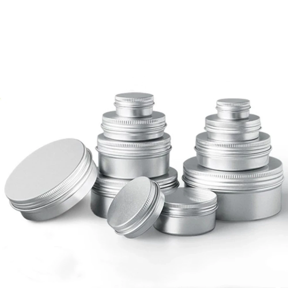 

5pcs 5-250g Aluminum Tin Jar for Cream Balm Nail Candle Cosmetic Container Refillable Bottles Tea Cans Metal Box Candle Jars
