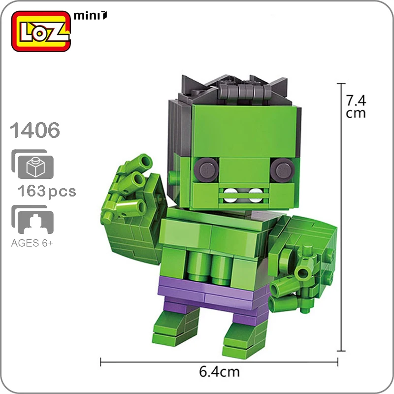 LOZ 1406 Marvel Super Hero Avengers Hulk 3D Model 163pcs DIY Diamond Micro Mini Small Building Blocks Bricks Assembly Toy no Box
LOZ 1406 Marvel Super Hero Avengers Hulk 3D Model 163pcs DIY Diamond Micro Mini Small Building Blocks Bricks Assembly Toy no Box