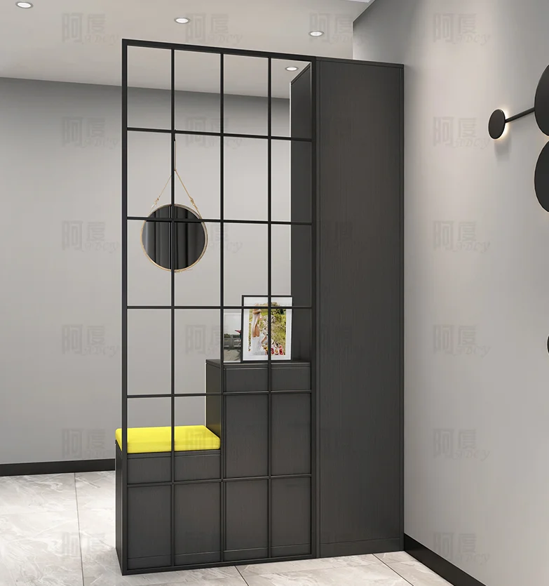 Wine cabinet modern simple iron screen living room partition cabinet entrance hall cabinet porch cabinet shoe cabinet integrated Wine cabinet modern simple iron screen living room partition cabinet entrance hall cabinet porch cabinet shoe cabinet integrated