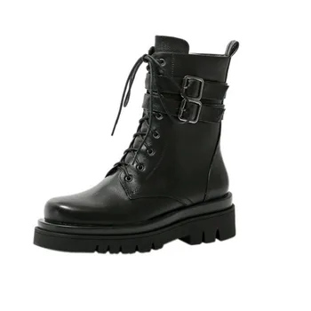 Genuine Leather thick Heel Ankle Boots Concise Cross Tied Round Toe buckle Shoes For Women Winter Party Shoes Woman
Genuine Leather thick Heel Ankle Boots Concise Cross Tied Round Toe buckle Shoes For Women Winter Party Shoes Woman