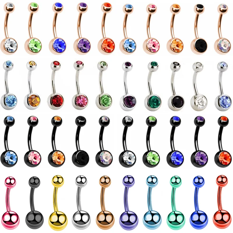 5/10/20piece Zircon 14g Belly Piercing Lot Surgical Steel Crystal 