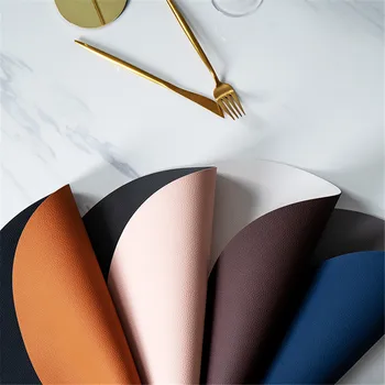 Creative PU Leather Placemat Double Color Dining Table Mat Round Waterproof Heat-insulated Pad Home Desktop Decoration 1pc
Creative PU Leather Placemat Double Color Dining Table Mat Round Waterproof Heat-insulated Pad Home Desktop Decoration 1pc