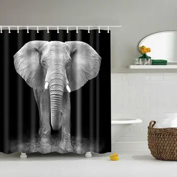 Elephants Pattern Digital Print Black Shower Curtains for Bathroom Decor,Polyester Waterproof Fabric Bath Curtain with 6
Elephants Pattern Digital Print Black Shower Curtains for Bathroom Decor,Polyester Waterproof Fabric Bath Curtain with 6