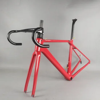EPS Technology Latest frame custom red glossy paint V-brake BB86 carbon fiber frame FM008 with integrated handlebar
EPS Technology Latest frame custom red glossy paint V-brake BB86 carbon fiber frame FM008 with integrated handlebar