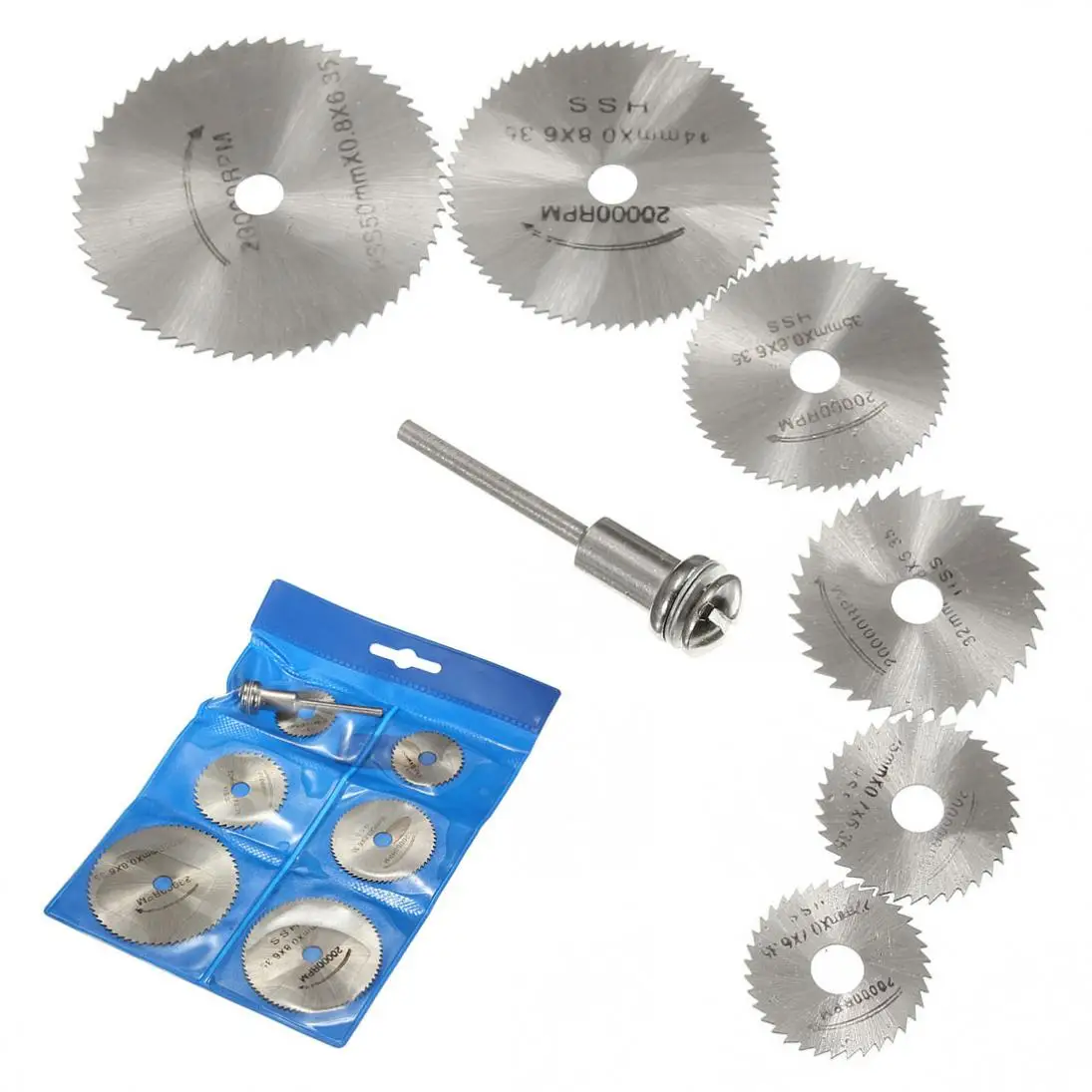 

6PCs HSS Sliver Circular Saw Blade Cutting Discs Wheel Set 22MM 25MM 32MM 35MM 44MM 50MM 20000RPM for Rotary Power Tool