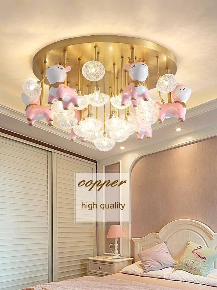 Modern children's room ceiling lamp cartoon boy and girl bedroom full copper Led room lamp fawn princess simple eye protection 
Modern children's room ceiling lamp cartoon boy and girl bedroom full copper Led room lamp fawn princess simple eye protection