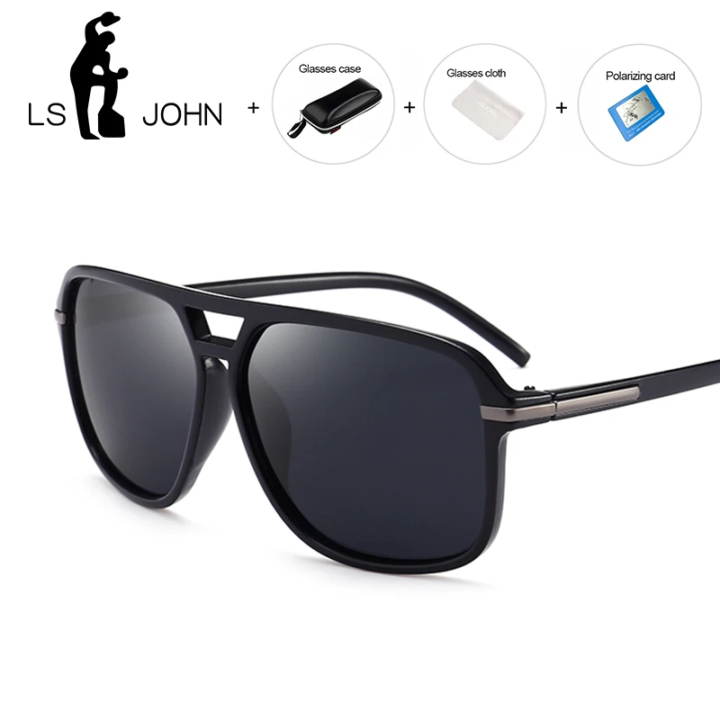 

LS JOHN Polarized Sunglasses Men Oversized Square Mirror Driving Sun Glasses Brand Designer Retro Driver Sunglass UV400 Goggles