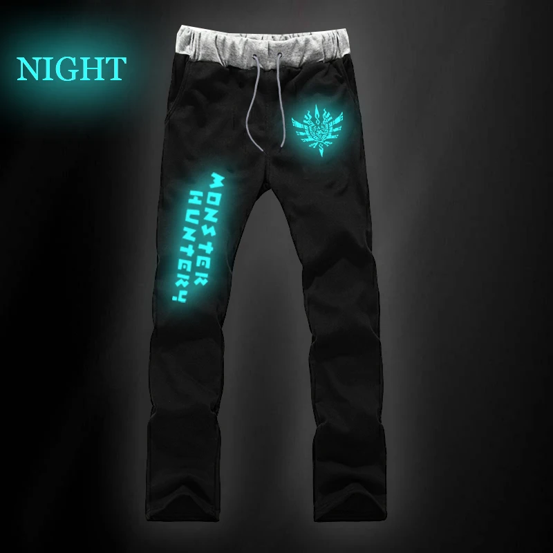 

Students Straight Pants Fashion Sports Breathable Monster Hunter Sweat Luminous Print Cotton Beach Jogger Fitness Long Trousers