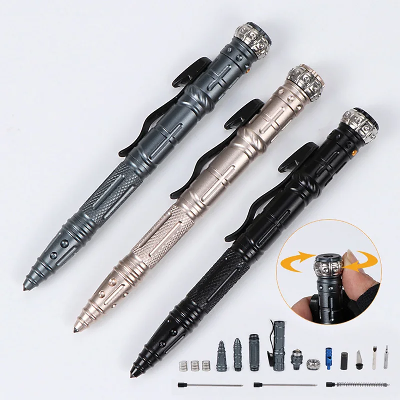 LED Multifunctional Self-defense Gyro Tactical Pen Outdoor Survival EDC Tool Emergency Light Glass Breaker Gyroscope 8 in 1
LED Multifunctional Self-defense Gyro Tactical Pen Outdoor Survival EDC Tool Emergency Light Glass Breaker Gyroscope 8 in 1