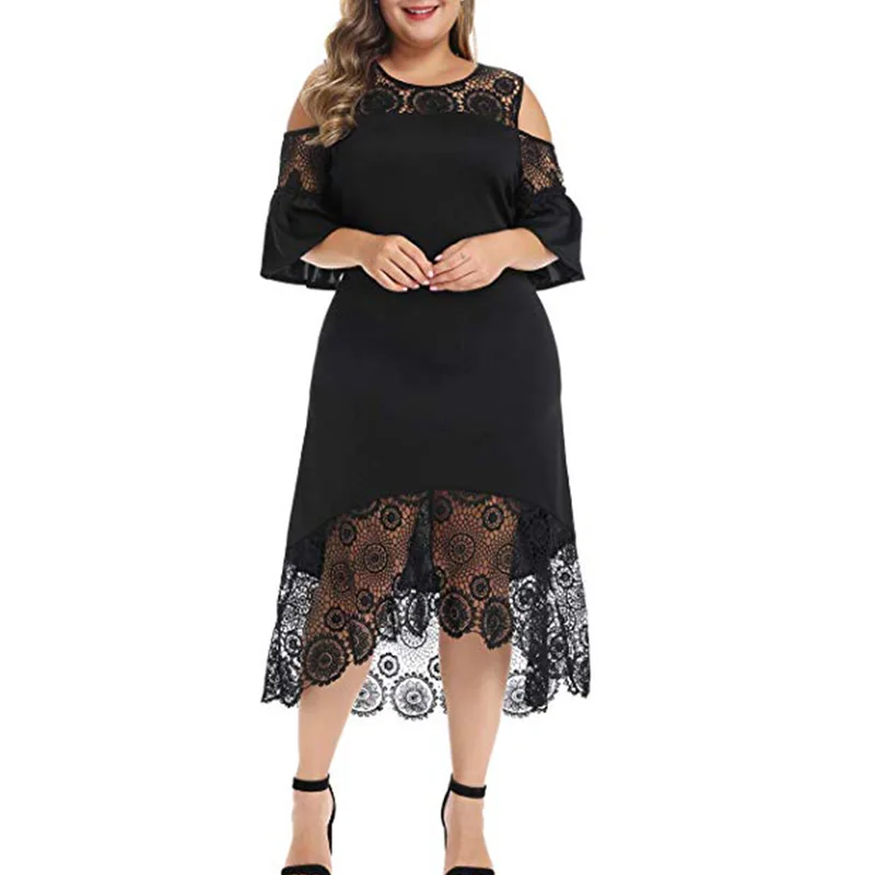 Sovalro Solid Plus Size Women Dress Autumn O-Neck Cold Shoulder Lace Hollow Female Dresses Asymmetrical Party Feminino Vestidos
Sovalro Solid Plus Size Women Dress Autumn O-Neck Cold Shoulder Lace Hollow Female Dresses Asymmetrical Party Feminino Vestidos