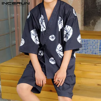 Men Printed Pajamas Sets V Neck 2020 Half Sleeve Japanese Kimono Sleepwear Tops & Shorts Unisex Homewear Nightwear Suit INCERUN
Men Printed Pajamas Sets V Neck 2020 Half Sleeve Japanese Kimono Sleepwear Tops & Shorts Unisex Homewear Nightwear Suit INCERUN