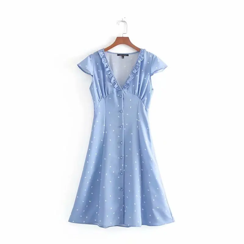 Fashion Printing Women V Neck Ruffle Slim Midi Dress 2019 Autumn Leisure lady Short Sleeve Dresses D3517
Fashion Printing Women V Neck Ruffle Slim Midi Dress 2019 Autumn Leisure lady Short Sleeve Dresses D3517