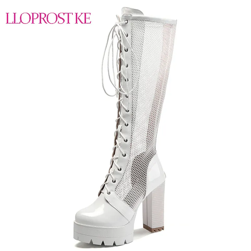Lloptost ke Fashion Women Knee High Summer Boots Round Toe Square Heels Fretwork Party Shoes rome Sexy Women Footwear Size 34-43
Lloptost ke Fashion Women Knee High Summer Boots Round Toe Square Heels Fretwork Party Shoes rome Sexy Women Footwear Size 34-43