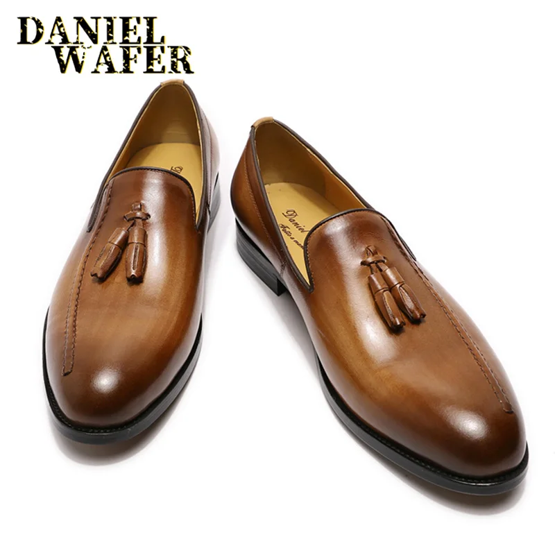 LUXURY BRAND MEN'S LOAFERS SHOES GENUINE LEATHER TASSELS SLIP ON BROWN BLACK FLATS LOAFERS CASUAL MEN DRESS FORMAL LEATHER SHOES
LUXURY BRAND MEN'S LOAFERS SHOES GENUINE LEATHER TASSELS SLIP ON BROWN BLACK FLATS LOAFERS CASUAL MEN DRESS FORMAL LEATHER SHOES