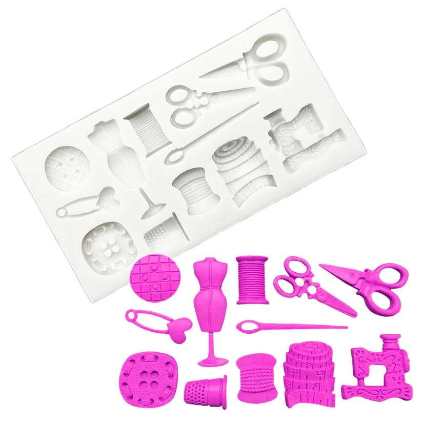 Sewing Machine Scissors Button Silicone Mold Sugarcraft Cupcake Baking Mold Fondant Cake Decorating Tools
Sewing Machine Scissors Button Silicone Mold Sugarcraft Cupcake Baking Mold Fondant Cake Decorating Tools