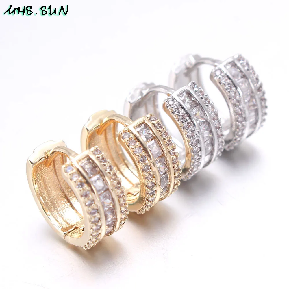 

MHS.SUN модные круглые серьги-кольца AAA CZ винтажные женские серьги-кольца для девушек золотого/серебряного цвета 10 пар