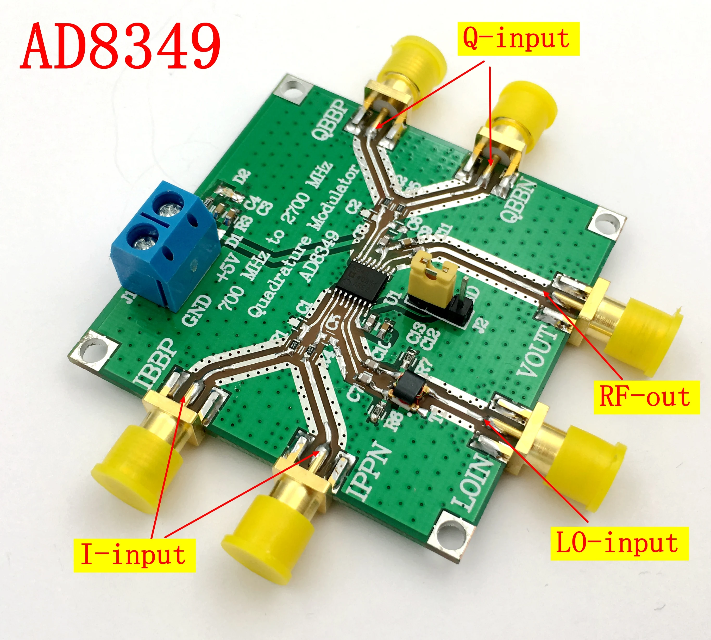 AD8349 Quadrature Modulation Module 700 MHz to 2.7 GHz I Q Modulator Series Module
AD8349 Quadrature Modulation Module 700 MHz to 2.7 GHz I Q Modulator Series Module