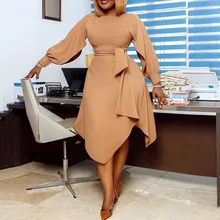 Dress African Women Plus Size Asymmetrical Tunic High Waist Belted Lace Up Round Neck Long Sleeve OL Office Lady Work Wear Midi
Dress African Women Plus Size Asymmetrical Tunic High Waist Belted Lace Up Round Neck Long Sleeve OL Office Lady Work Wear Midi