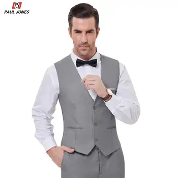 PAUL JONES Men Business Suit Vests Slim Fit 3 Button Formal Waistcoat Stylish V-Neck Suit Vest Wedding Prom Dress Vest PJAD1064 
PAUL JONES Men Business Suit Vests Slim Fit 3 Button Formal Waistcoat Stylish V-Neck Suit Vest Wedding Prom Dress Vest PJAD1064