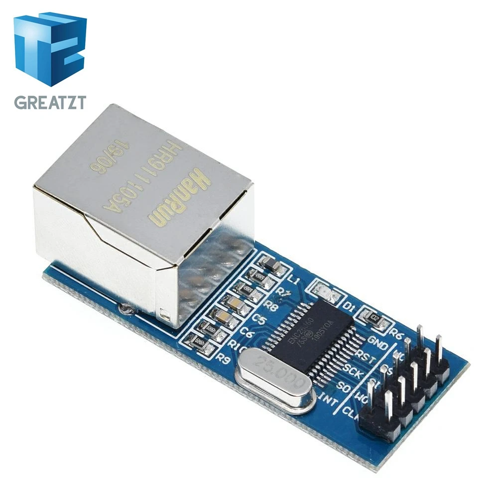 GREATZT ENC28J60 / ENC28J60 (mini version) LAN Ethernet Network Board Module 25MHZ Crystal AVR 51 LPC STM32 3.3V
GREATZT ENC28J60 / ENC28J60 (mini version) LAN Ethernet Network Board Module 25MHZ Crystal AVR 51 LPC STM32 3.3V