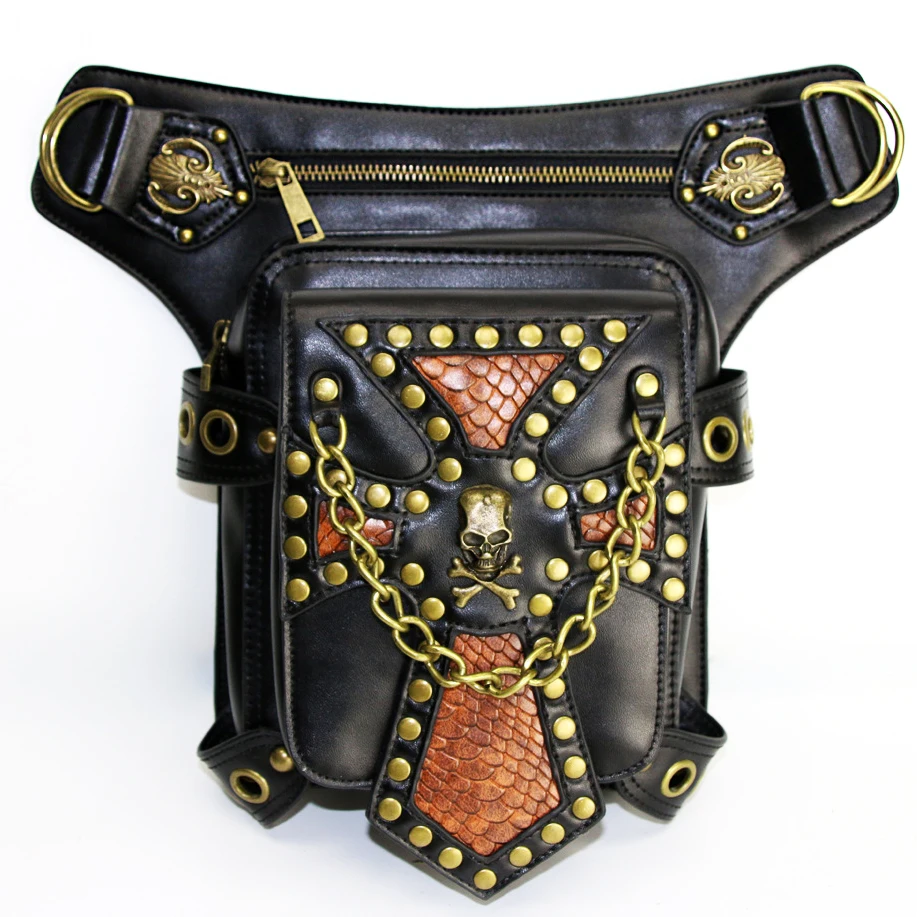 

Steampunk Skulls Waist Leg Bags Women Victorian Style Waistbag for Men Motorcycle Thigh Street Belt Packs Messenger Shoulder Bag