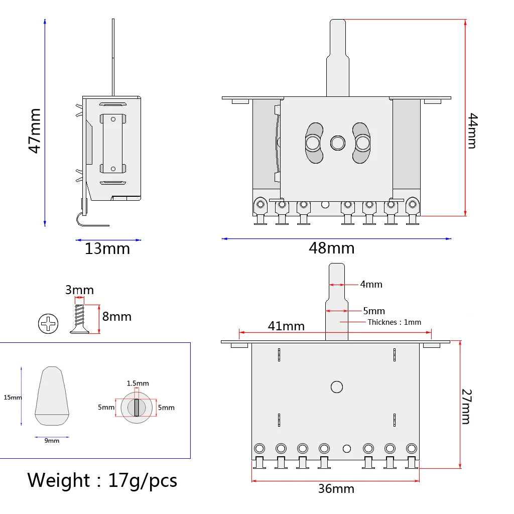 Toggle Switch 5 Positions Alloy Spare Parts For ST Electric Guitar Toggle Switch 5 Positions Alloy Spare Parts For ST Electric Guitar