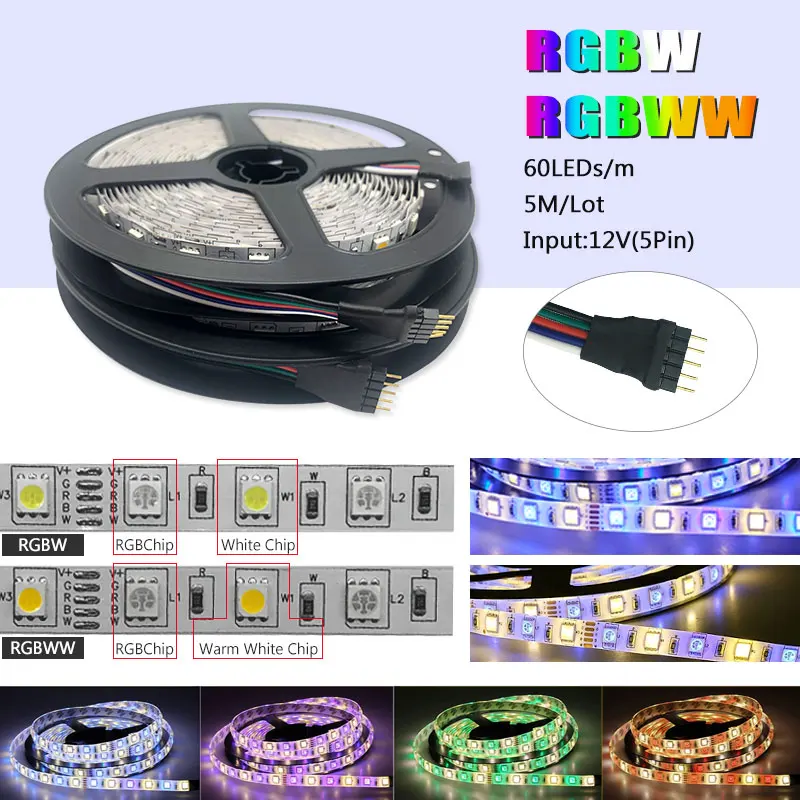 LED Strip 5050 DC12V 60LEDsm Flexible LED Light RGB RGBW 5050 LED Strip 300LEDs 5mlot (3)