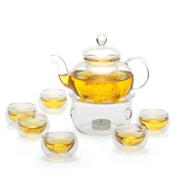 8 Pcs/Set Heat-Resisting Warmer Clear Glass Tea Pot Double Wall Teapot & Cup Filtering Drink Home Decor Handmade Teapot Set
8 Pcs/Set Heat-Resisting Warmer Clear Glass Tea Pot Double Wall Teapot & Cup Filtering Drink Home Decor Handmade Teapot Set