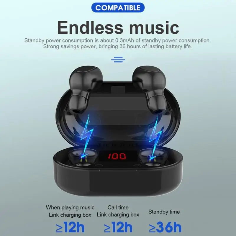 TWS Bluetooth 5.0 Wireless Headset Noise Reduction Sports Mini Waterproof Earplugs with LED Digital Display Battery Charging Box
TWS Bluetooth 5.0 Wireless Headset Noise Reduction Sports Mini Waterproof Earplugs with LED Digital Display Battery Charging Box