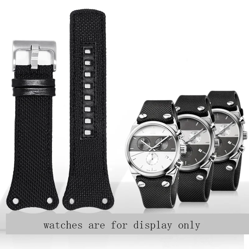 

Yopo Nylon surface +leather bottom strap black men's wristband Suitable for K4B384B3 K4B371B6 K4B371B3 canvas watch chain