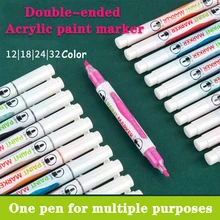 

Dual Tips 2mm/0.7mm Acrylic Paint Markers Pens Permanent Art Stone Marker Rocks Glass Drawing Canva Fabric Wood DIY Crafts Cheap