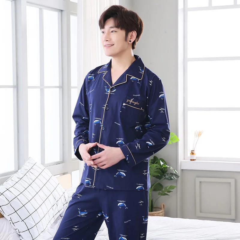 Spring Autumn Winter Korean-style Fashion Small Whale Bear MEN'S Long-sleeved Pure Cotton Pajamas Loose-Fit Cardigan Men Homewea
Spring Autumn Winter Korean-style Fashion Small Whale Bear MEN'S Long-sleeved Pure Cotton Pajamas Loose-Fit Cardigan Men Homewea