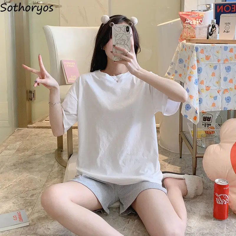 Pajama Sets Women Short Sleeve Tops and Shorts Summer Sleepwear Korean Style Simple Loose Daily High Quality Nightwear Pajamas
Pajama Sets Women Short Sleeve Tops and Shorts Summer Sleepwear Korean Style Simple Loose Daily High Quality Nightwear Pajamas