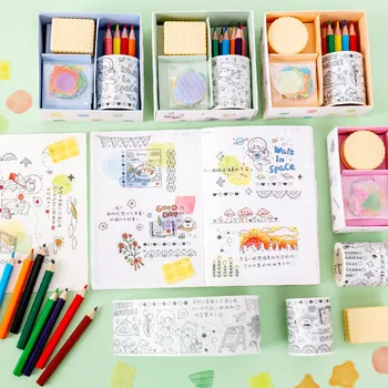 Cute Colorable Cartoon Pattern Tapes With Colored Pencils Creative Color Lead Tape Set For Kids Painting Stationery Supplies 
Cute Colorable Cartoon Pattern Tapes With Colored Pencils Creative Color Lead Tape Set For Kids Painting Stationery Supplies